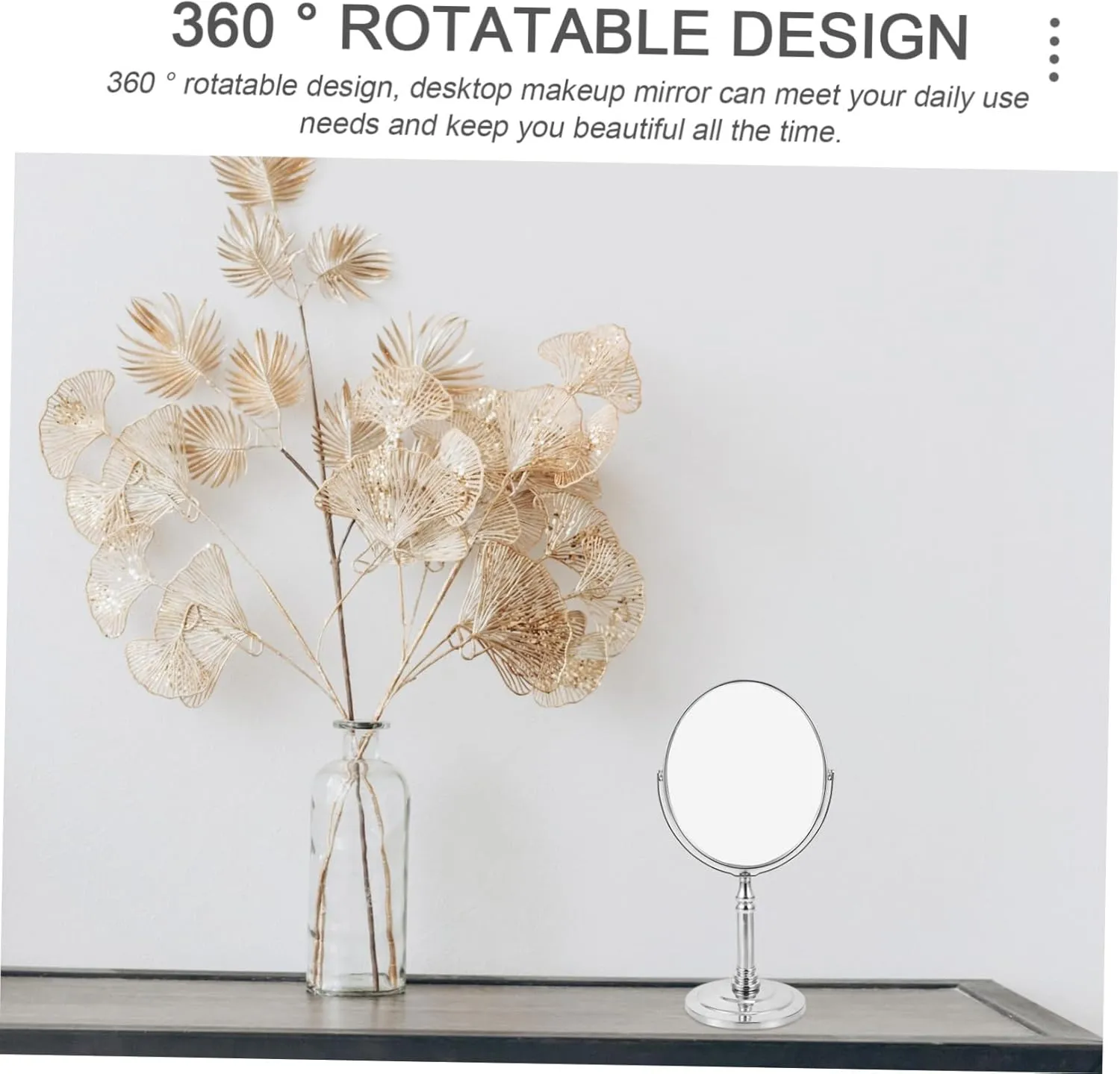 1 x metal mirror vertical make-up mirror vanity make-up mirror desktop mirror retro make-up mirror make-up mirror double sided make-up mirror small glass to rotate desk mirror