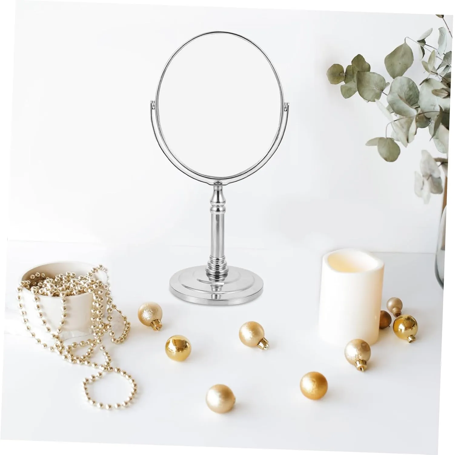 1 x metal mirror vertical make-up mirror vanity make-up mirror desktop mirror retro make-up mirror make-up mirror double sided make-up mirror small glass to rotate desk mirror