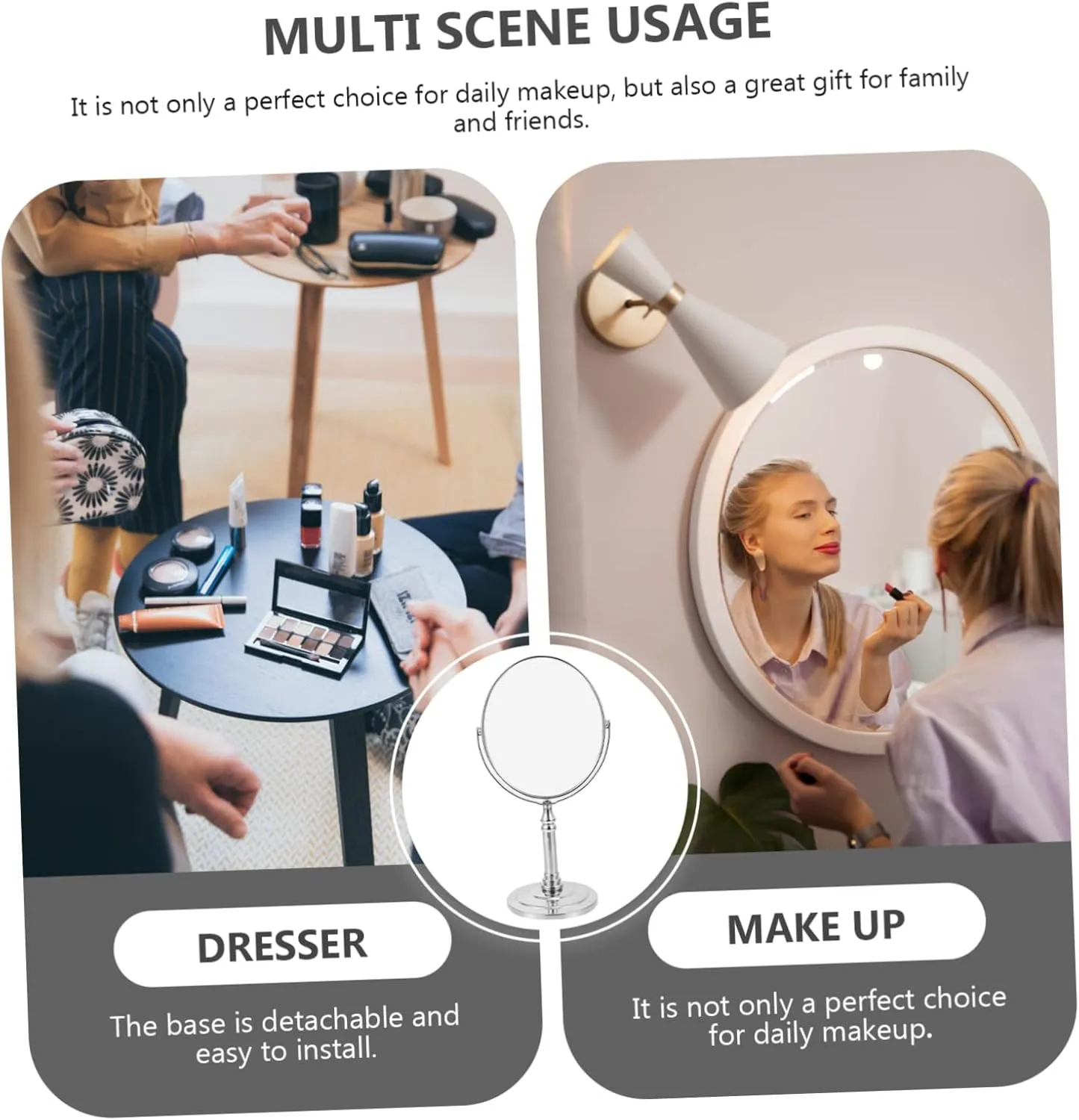1 x metal mirror vertical make-up mirror vanity make-up mirror desktop mirror retro make-up mirror make-up mirror double sided make-up mirror small glass to rotate desk mirror