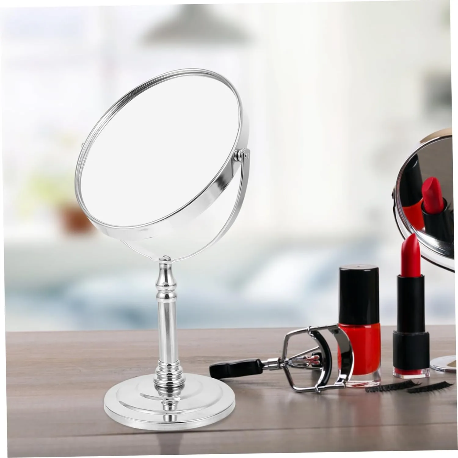 1 x metal mirror vertical make-up mirror vanity make-up mirror desktop mirror retro make-up mirror make-up mirror double sided make-up mirror small glass to rotate desk mirror