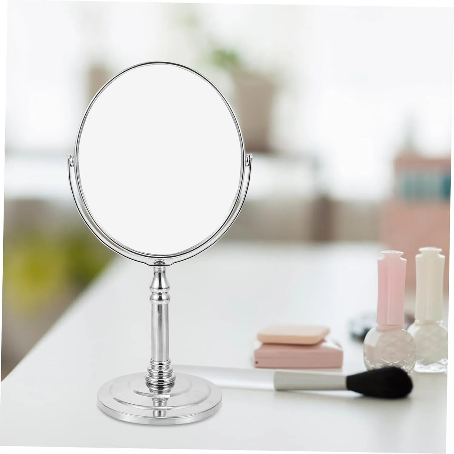 1 x metal mirror vertical make-up mirror vanity make-up mirror desktop mirror retro make-up mirror make-up mirror double sided make-up mirror small glass to rotate desk mirror