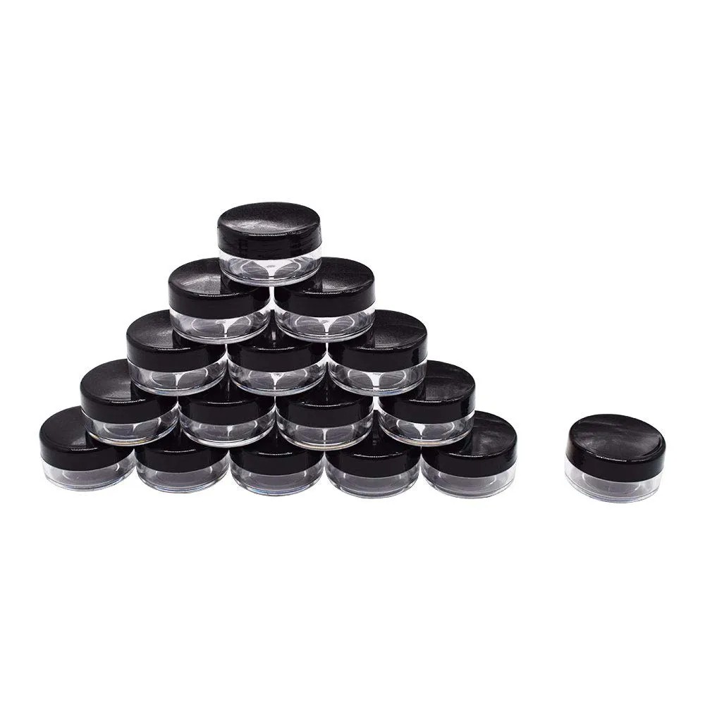 10 Gram Jar,10 ML Jar, Cosmetic Sample Storage Containers New Plastic Empty Black Lid For Make Up Eye Shadow Creams Lip Balm Lotions,50 Pcs by Healthcom