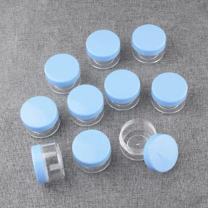 10 Pcs 10g Plastic Empty Cosmetic Container, Round Clear Pot Jars Portable Refillable Empty Containers for Makeup Eye Shadows Lotions Lip Balms Toners Creams Ointments,Blue