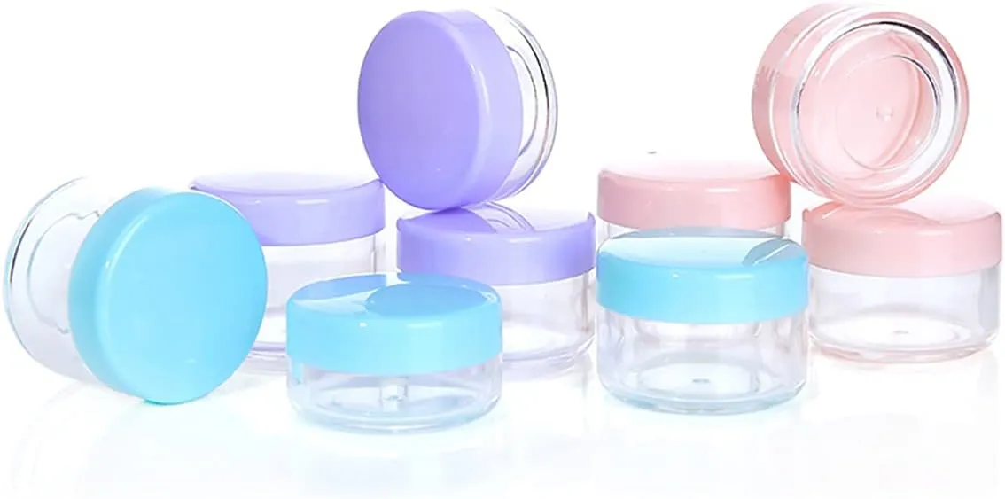 10 Pcs 10g Plastic Empty Cosmetic Container, Round Clear Pot Jars Portable Refillable Empty Containers for Makeup Eye Shadows Lotions Lip Balms Toners Creams Ointments,Green