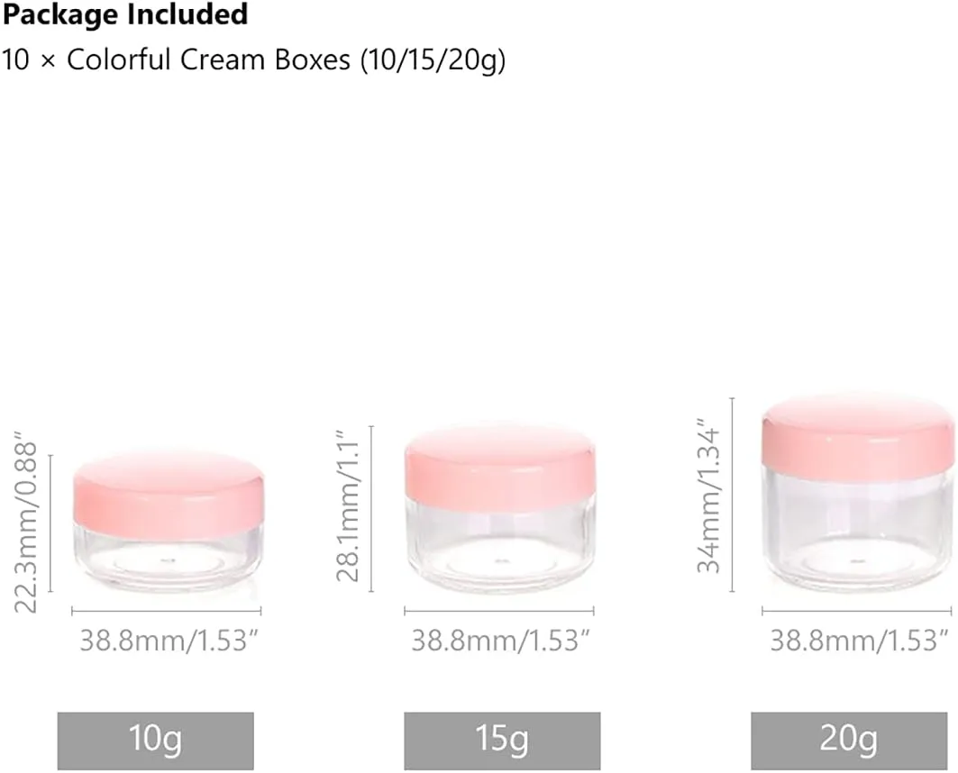 10 Pcs 10g Plastic Empty Cosmetic Container, Round Clear Pot Jars Portable Refillable Empty Containers for Makeup Eye Shadows Lotions Lip Balms Toners Creams Ointments,Green