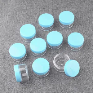 10 Pcs 10g Plastic Empty Cosmetic Container, Round Clear Pot Jars Portable Refillable Empty Containers for Makeup Eye Shadows Lotions Lip Balms Toners Creams Ointments,Green