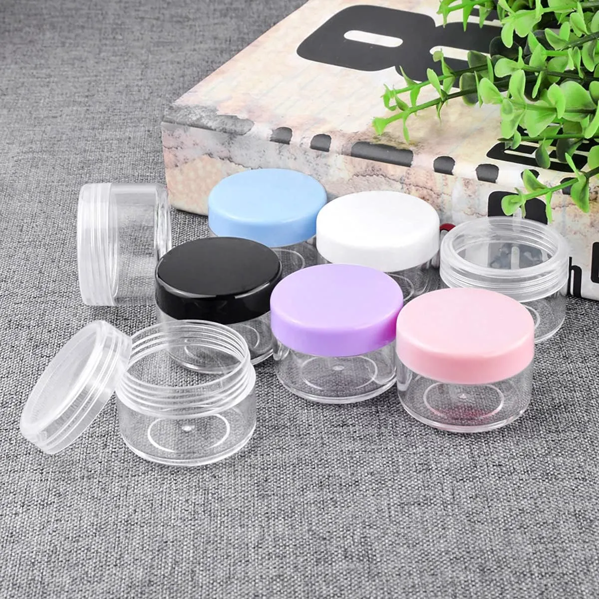 10 Pcs 10g Plastic Empty Cosmetic Container, Round Clear Pot Jars Portable Refillable Empty Containers for Makeup Eye Shadows Lotions Lip Balms Toners Creams Ointments,Green