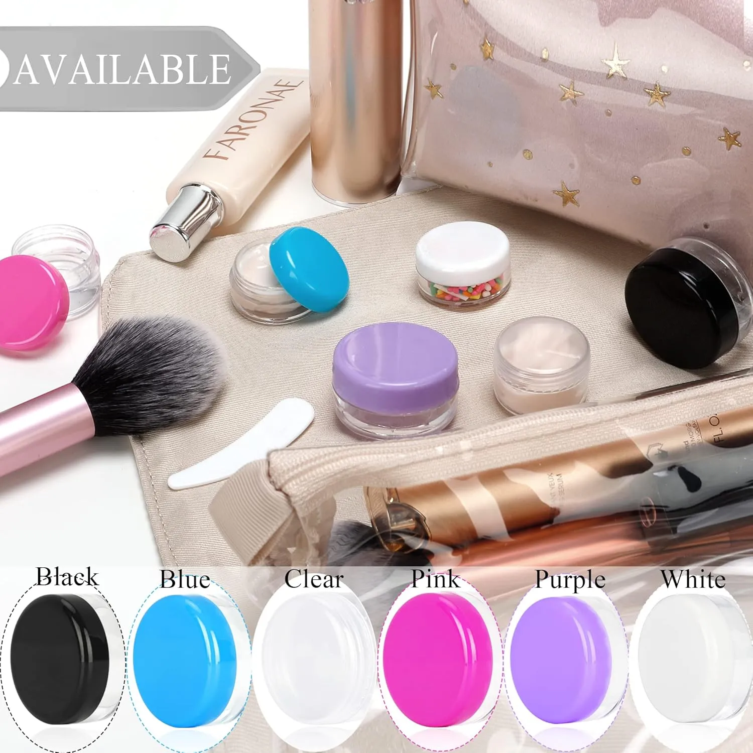 100PCS 10 Gram Sample Containers, 10ml Empty Jars with Lids, Small Cosmetic Containers, Mini Sample Jars with 8PCS Mini Spatulas for Make Up, Oils, Lotion, Powder, Paint, Jewelry, Lip Balms(Blue Lid)