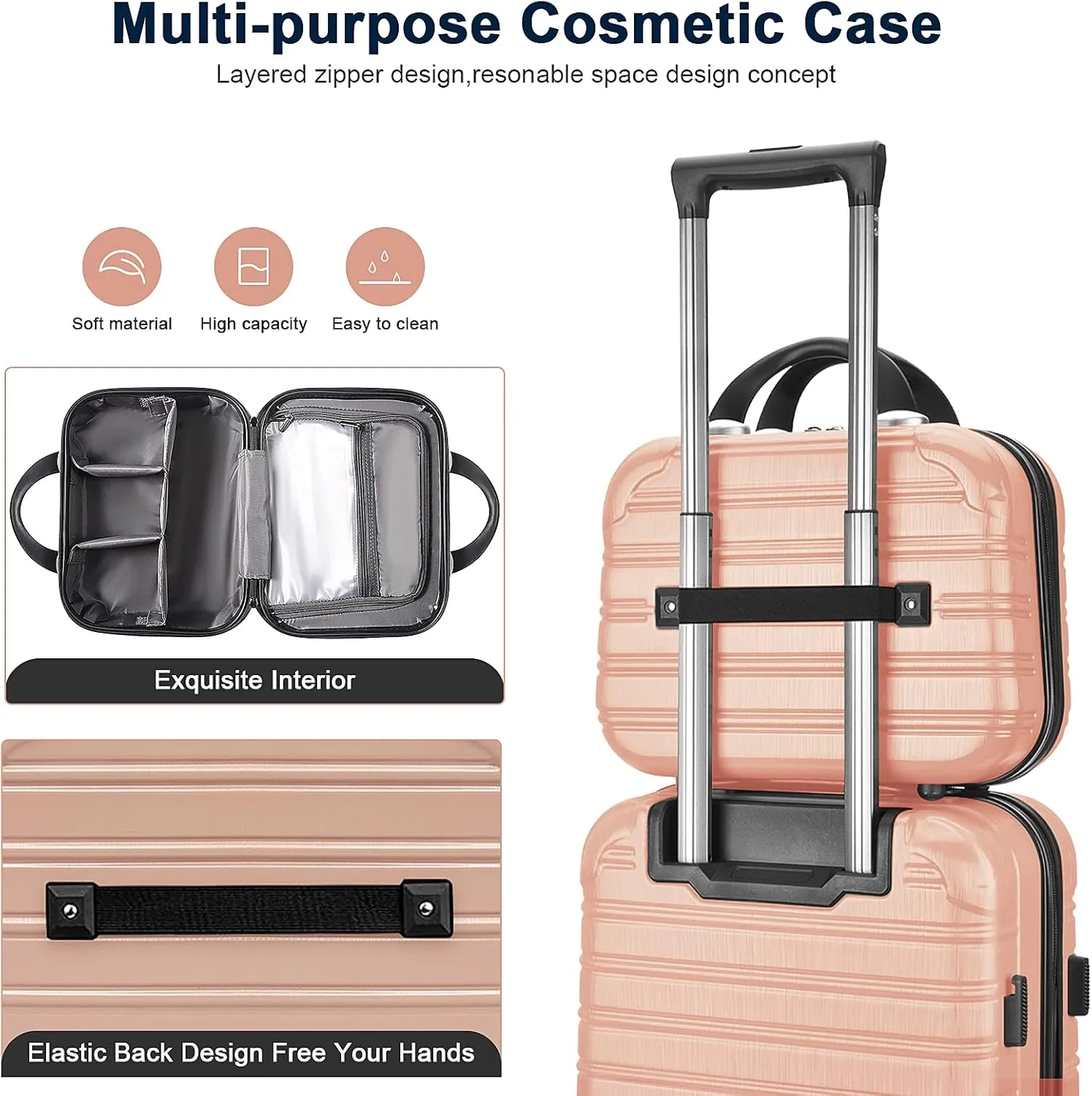 14 inch Hard Shell Makeup Train Case Portable PC ABS Mini Suitcase for Organizer Cosmetics Makeup Brushes Toiletry