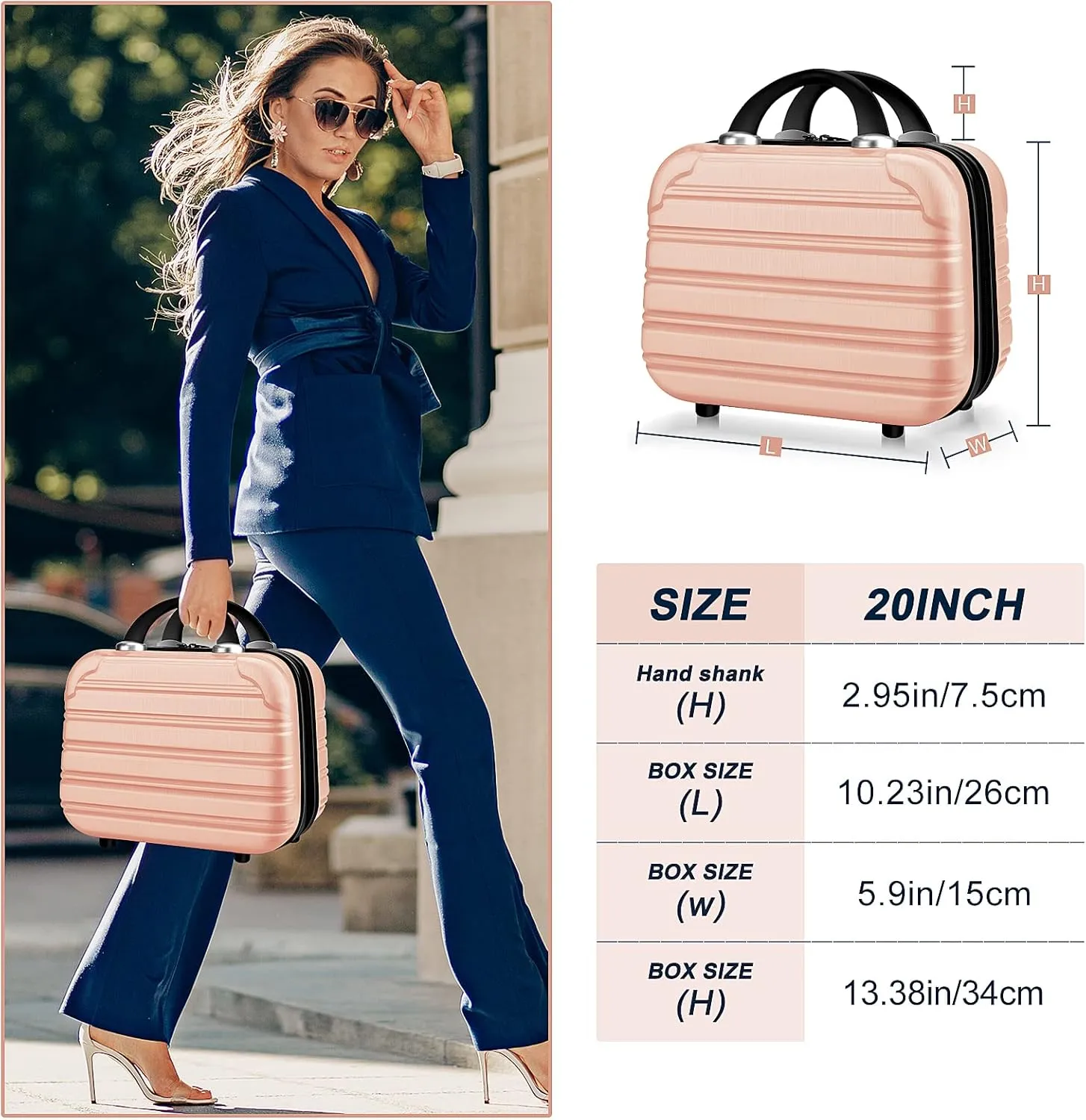 14 inch Hard Shell Makeup Train Case Portable PC ABS Mini Suitcase for Organizer Cosmetics Makeup Brushes Toiletry