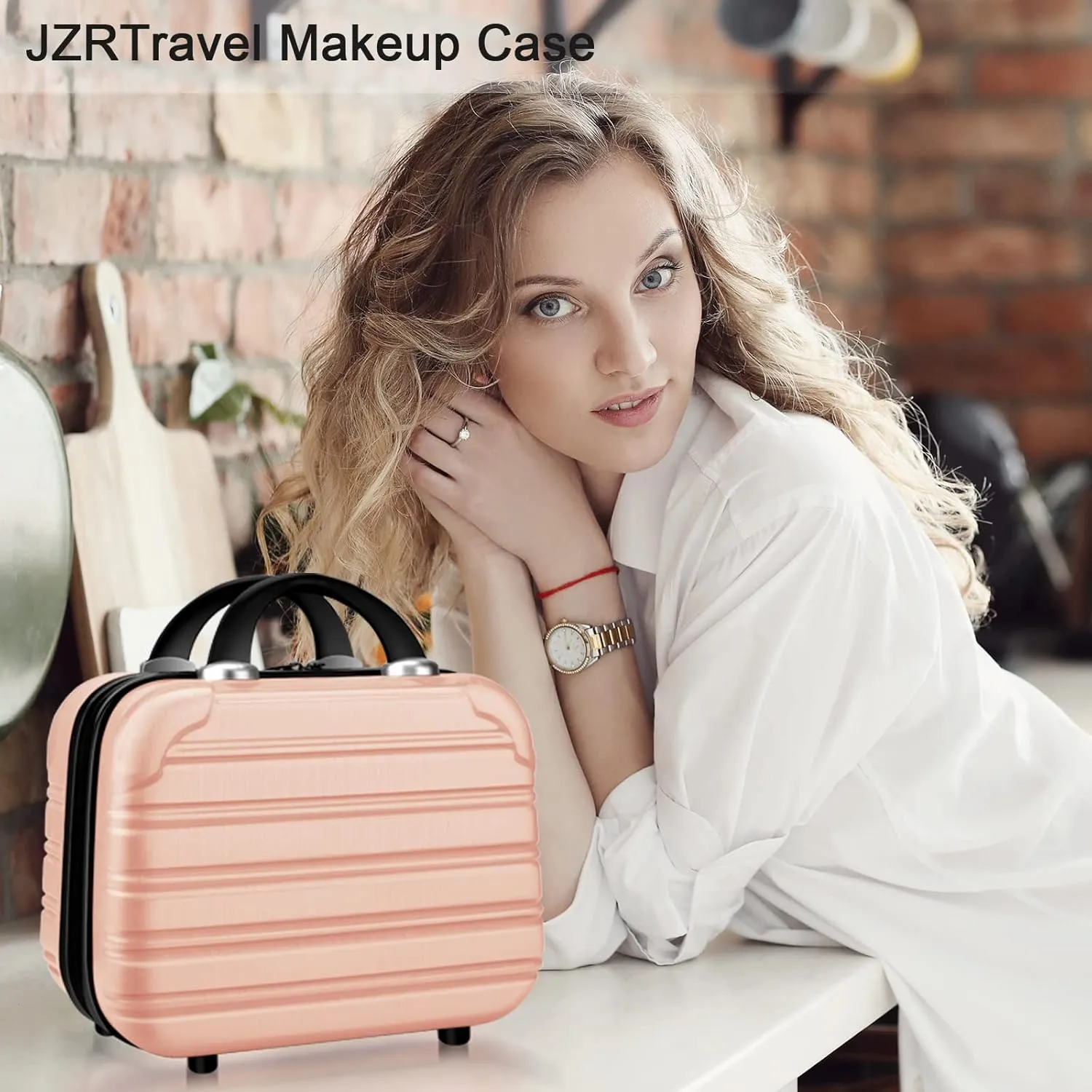 14 inch Hard Shell Makeup Train Case Portable PC ABS Mini Suitcase for Organizer Cosmetics Makeup Brushes Toiletry