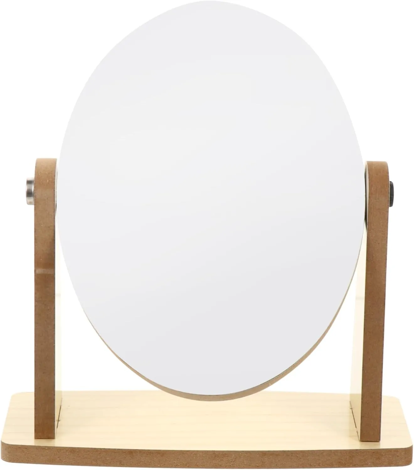 1pc Rotatable Bamboo Vanity Mirror Round Makeup Mirror with Stable Base for Desktop Use for Dressing Table Bedroom Display