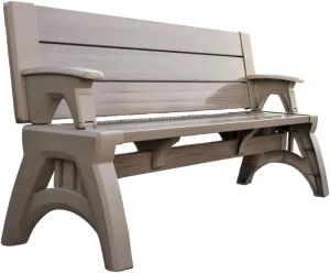 2-in-1 Outdoor Bench & Picnic Table - Foldable, Weather-Resistant Seating - Perfect for Patio, Lawn, Garden, or Deck - Durable Construction, Easy Assembly - Driftwood