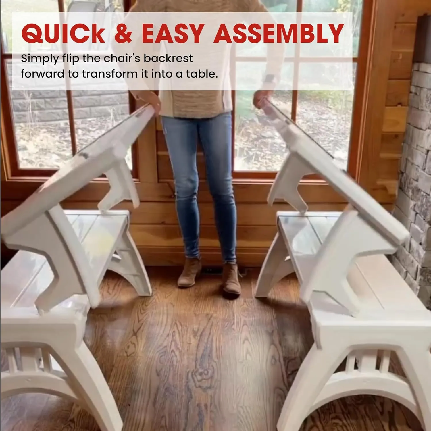 2-in-1 Outdoor Bench & Picnic Table - Foldable, Weather-Resistant Seating - Perfect for Patio, Lawn, Garden, or Deck - Durable Construction, Easy Assembly - Driftwood