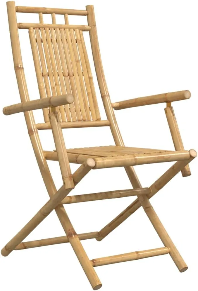 2-Pack Bamboo Folding Patio Chairs Outdoor Furniture with Armrests, 20.9x26x39 Inch Natural Finish, Foldable Lounge Chairs for Garden, Pool, Camping, and Beach