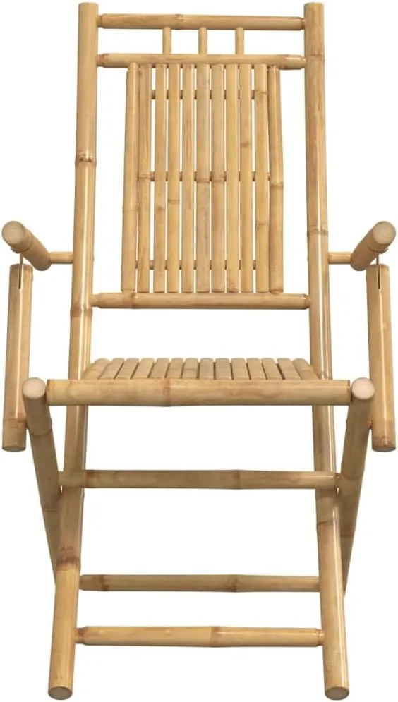 2-Pack Bamboo Folding Patio Chairs Outdoor Furniture with Armrests, 20.9x26x39 Inch Natural Finish, Foldable Lounge Chairs for Garden, Pool, Camping, and Beach