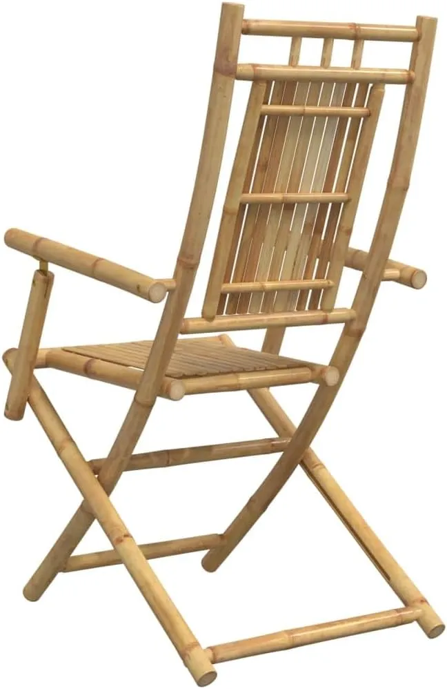 2-Pack Bamboo Folding Patio Chairs Outdoor Furniture with Armrests, 20.9x26x39 Inch Natural Finish, Foldable Lounge Chairs for Garden, Pool, Camping, and Beach