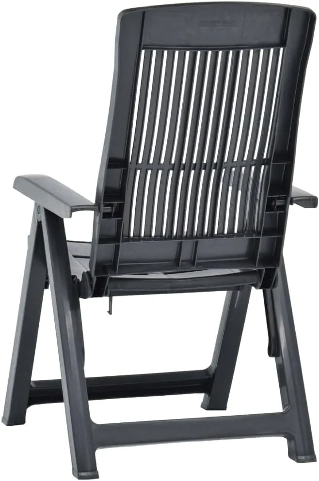 2 Pack Plastic Anthracite Folding Reclining Chairs Outdoor Patio Lounge Chairs with Adjustable Backrest Lightweight Easy to Clean for Beach Camping Tanning and Relaxation