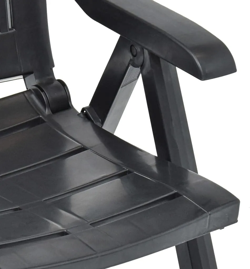 2 Pack Plastic Anthracite Folding Reclining Chairs Outdoor Patio Lounge Chairs with Adjustable Backrest Lightweight Easy to Clean for Beach Camping Tanning and Relaxation