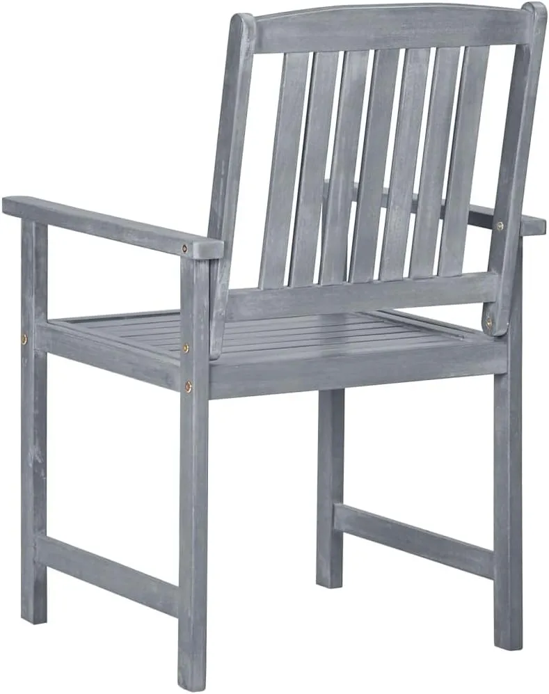 2-Piece Gray Solid Acacia Wood Patio Chairs with Cushions, Outdoor Furniture Set for Backyard, Poolside, and Garden, Rustic Lounge Chairs with Anthracite Fabric Seat Cushions