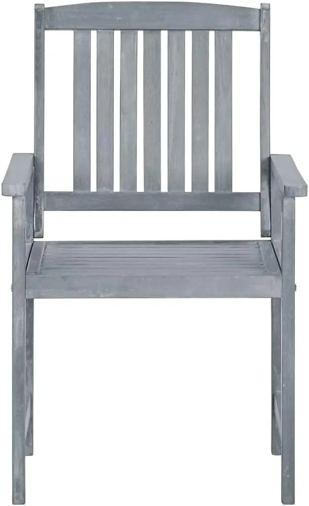 2-Piece Gray Solid Acacia Wood Patio Chairs with Cushions, Outdoor Furniture Set for Backyard, Poolside, and Garden, Rustic Lounge Chairs with Anthracite Fabric Seat Cushions