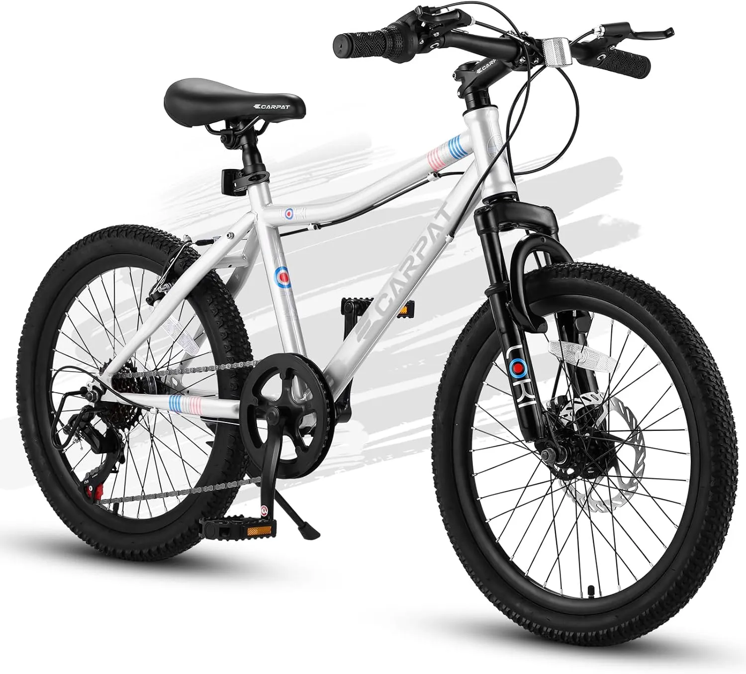 20 Inch Kids' Mountain Bike Ages 5-10, 7-Speed Children's Day Gifts Bicycles for Boys Girls Present, Outdoor Cycling City Bikes