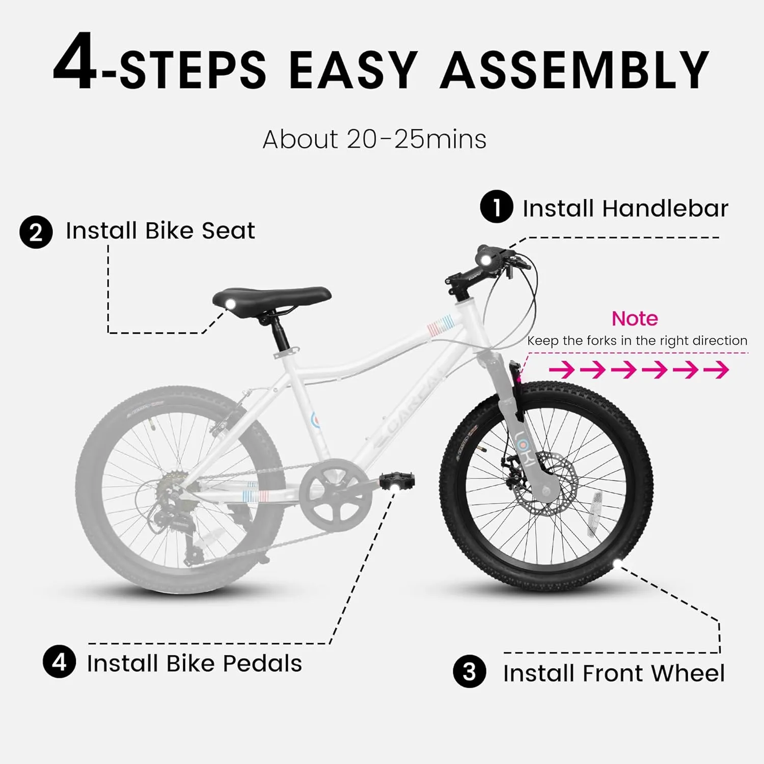 20 Inch Kids' Mountain Bike Ages 5-10, 7-Speed Children's Day Gifts Bicycles for Boys Girls Present, Outdoor Cycling City Bikes