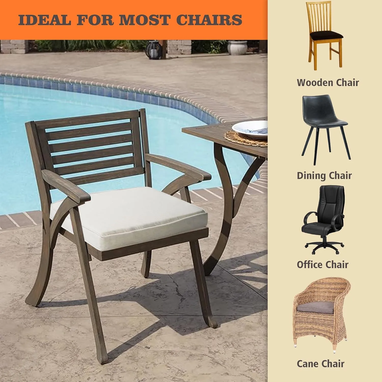 20x20 inch Patio Chair Cushion 2/Pack Resilient Foam Filling Water Repellent Stain-Resistant UV Resistant Weather Resistant with Zipper for Patio Furniture Almond