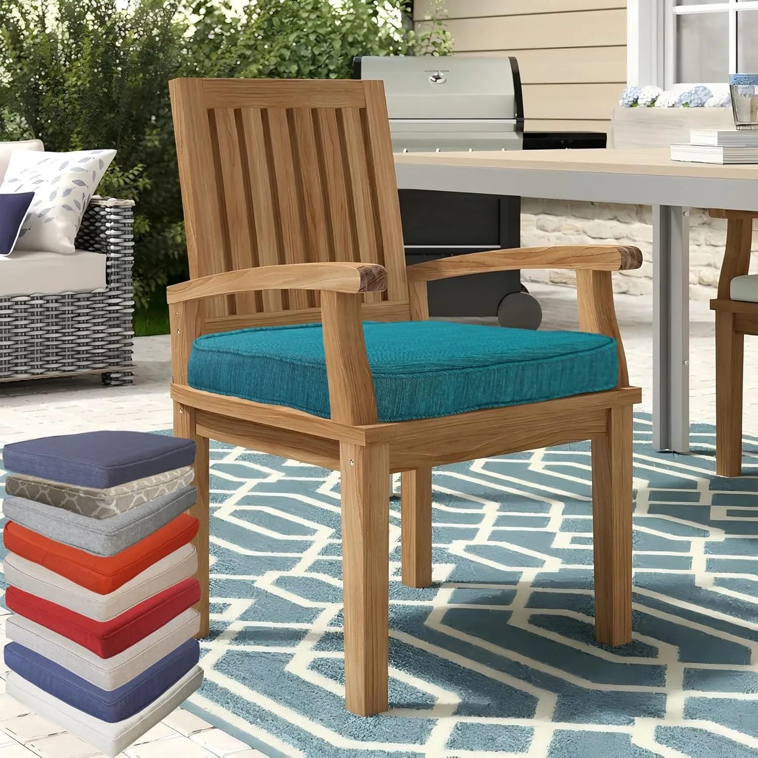 20x20 inch Patio Chair Cushion 2/Pack Resilient Foam Filling Water Repellent Stain-Resistant UV Resistant Weather Resistant with Zipper for Patio Furniture Almond