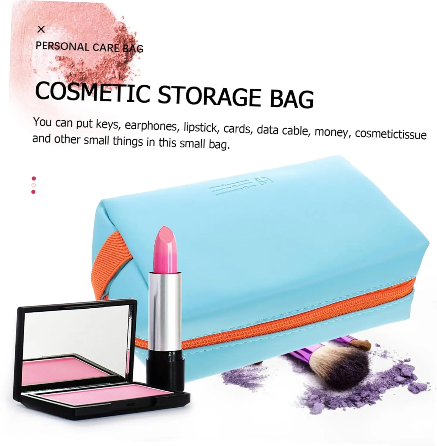 2pcs Cosmetic Bag Make up Organizer Bag Toiletry Bags Travel Makeup Pouch Pu Miss Storage Box, Bluex3pcs, 19X6X12.5CMx3pcs