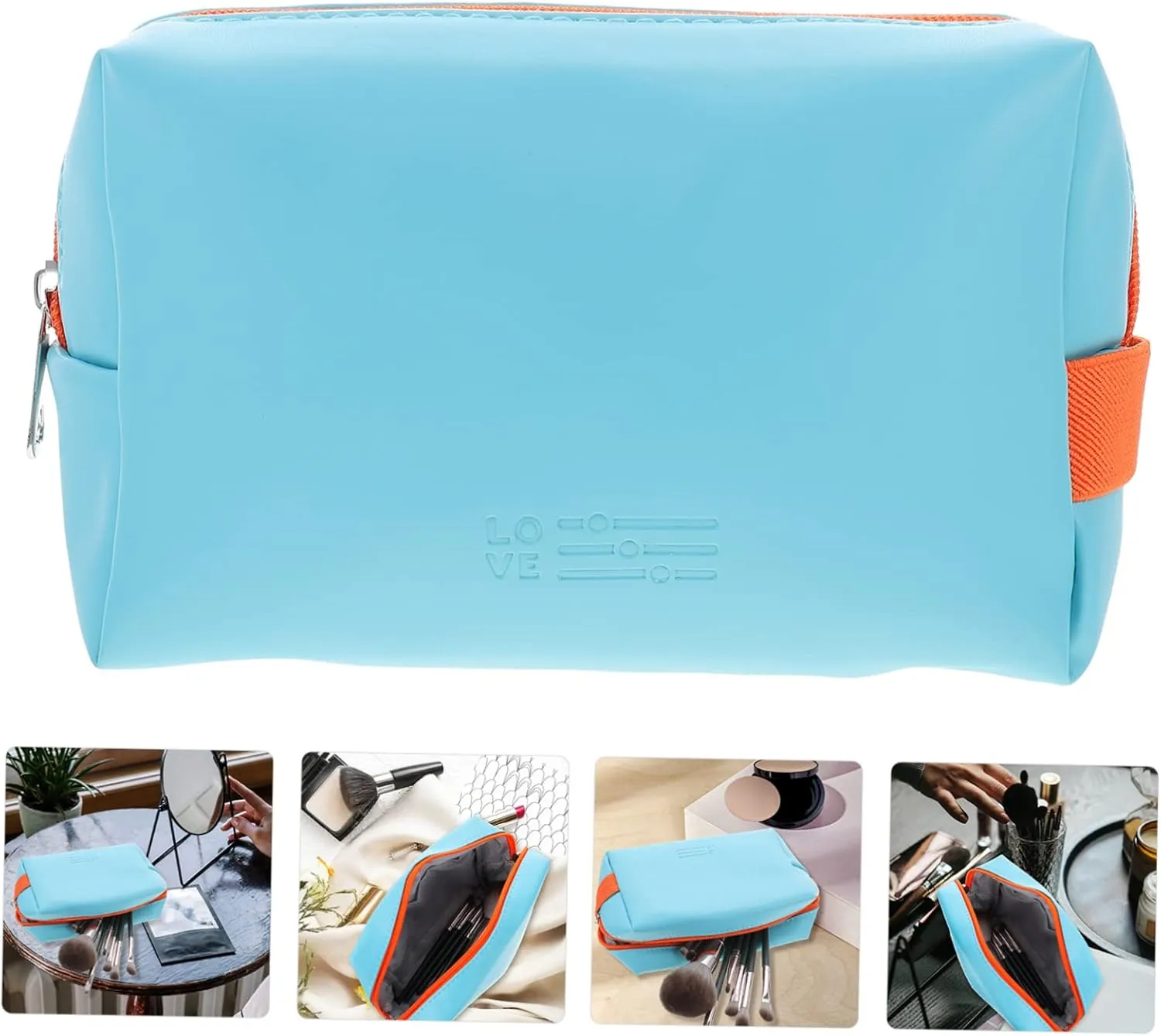 2pcs Cosmetic Bag Make up Organizer Bag Toiletry Bags Travel Makeup Pouch Pu Miss Storage Box, Bluex3pcs, 19X6X12.5CMx3pcs
