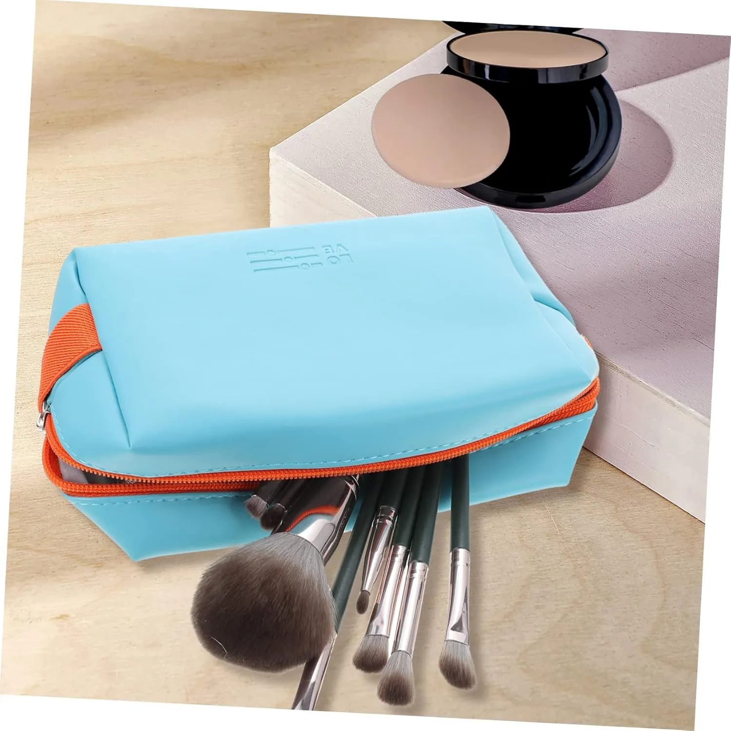 2pcs Cosmetic Bag Make up Organizer Bag Toiletry Bags Travel Makeup Pouch Pu Miss Storage Box, Bluex3pcs, 19X6X12.5CMx3pcs
