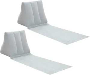 2X Inflatable Outdoor Sun Bath Beach Mat Pillows Flocking Beach Chairs with Backrest Inflatable Lounger for Portable Travel Camping