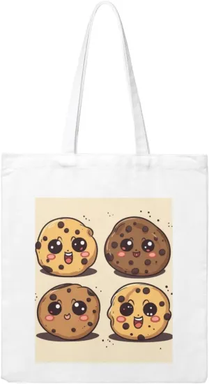 3 Chocolate Chip Cookies Large Canvas Tote Bag Cute Travel Shoulder Bag Reusable Washable Shopping Grocery Bags For Women Men