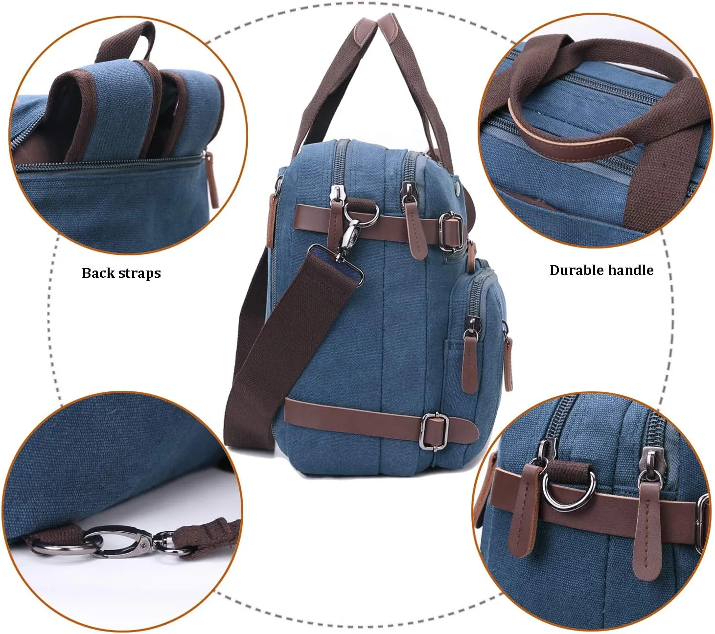 3 in 1 Convertible Laptop Backpack, 17.3 inch Messenger Bag for Men, Multi-Functional Travel Laptop Bag for College Men Women (17.3 Inch, Blue)