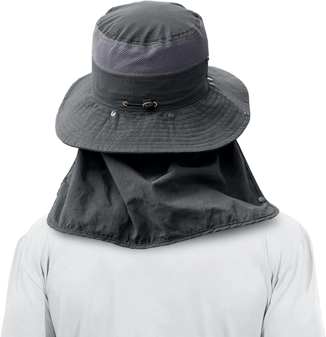3 Pack Mens Outdoor Wide Brim Fishing Hat,UPF 50  Sun Protection Cap with Face Neck Flap for Hiking & Garden