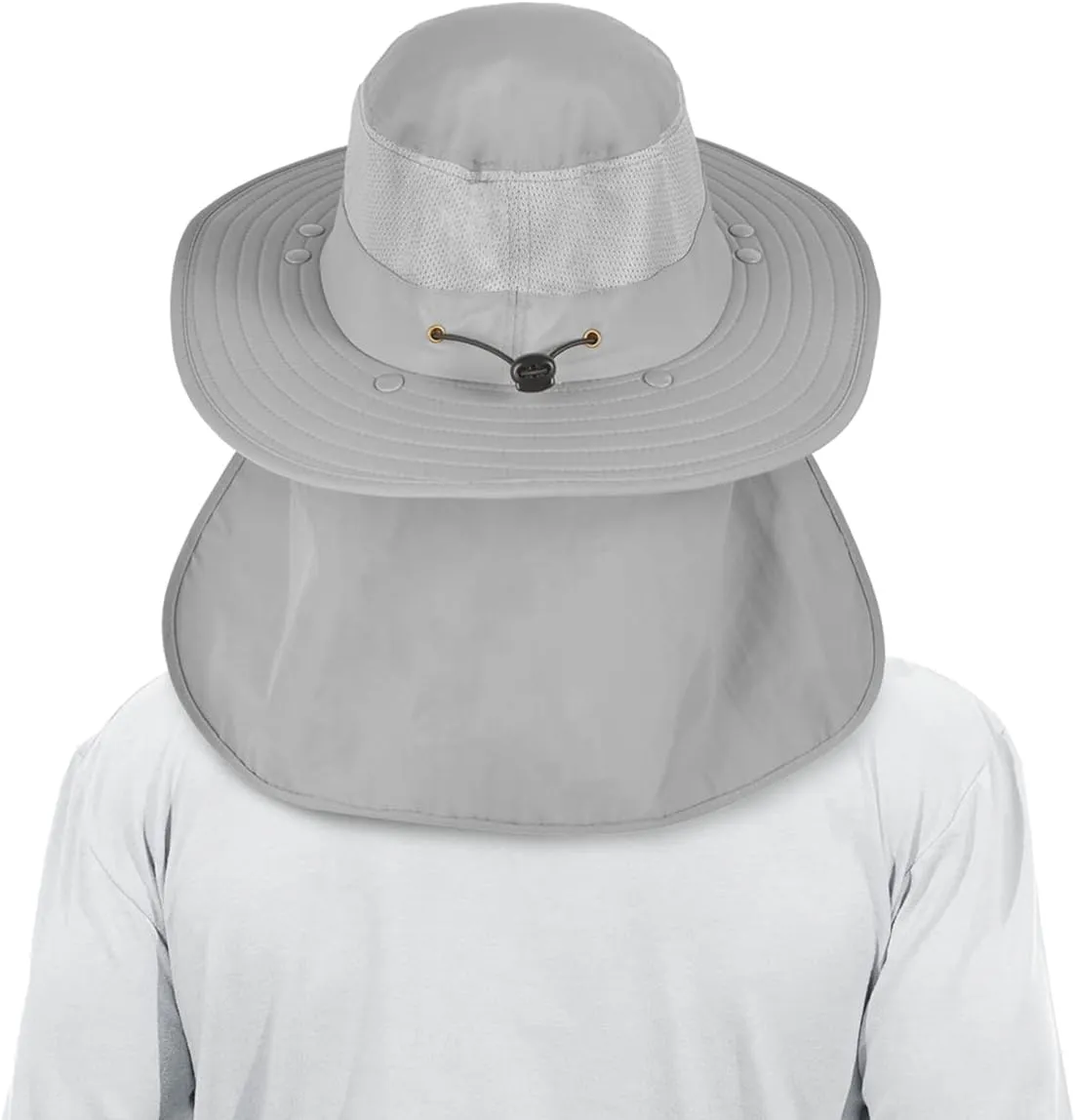 3 Pack Mens Outdoor Wide Brim Fishing Hat,UPF 50  Sun Protection Cap with Face Neck Flap for Hiking & Garden