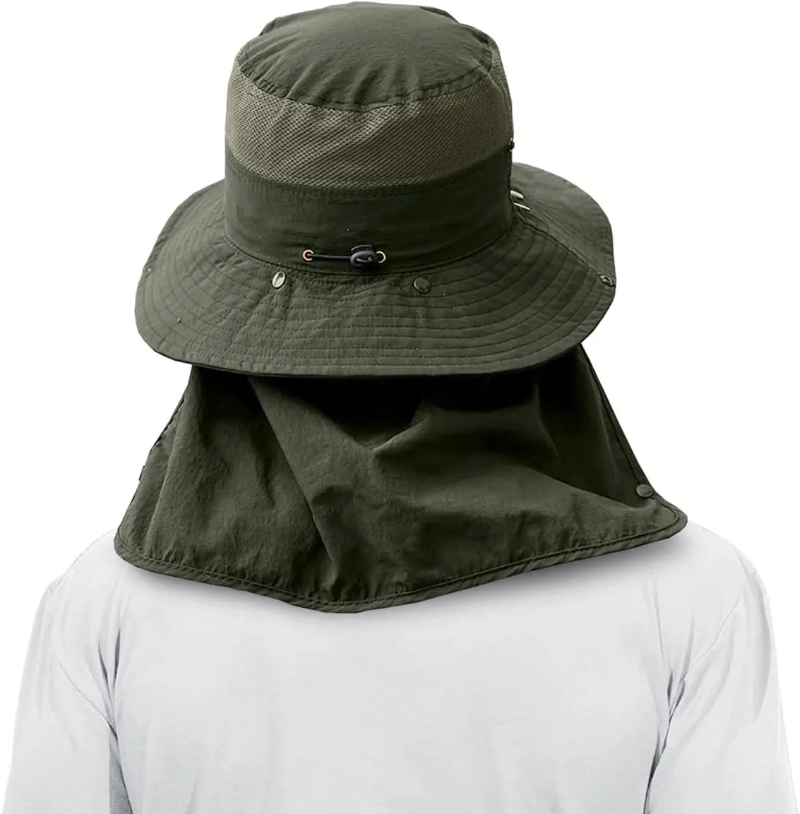 3 Pack Mens Outdoor Wide Brim Fishing Hat,UPF 50  Sun Protection Cap with Face Neck Flap for Hiking & Garden
