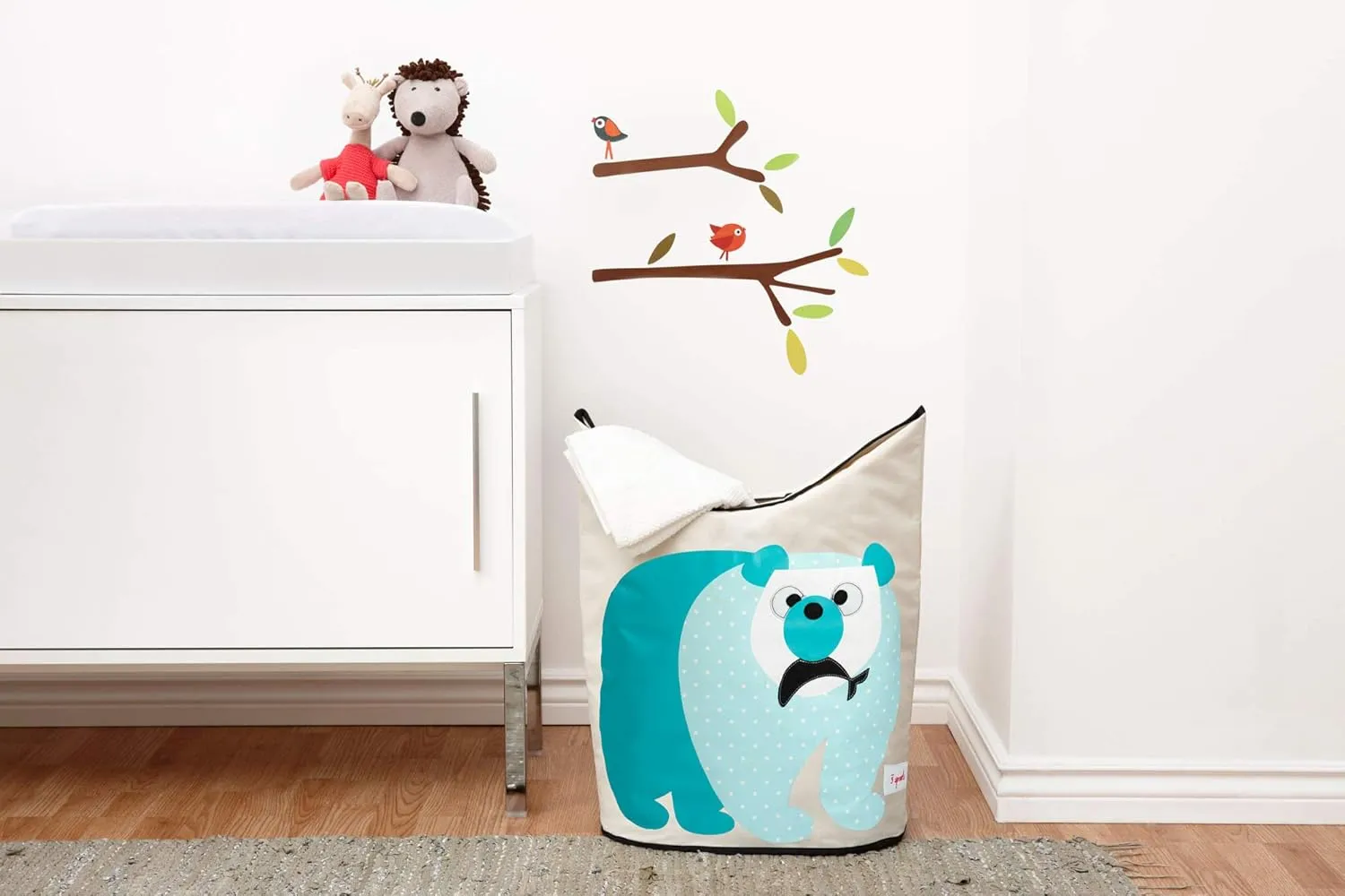 3 Sprouts Baby Laundry Basket for Nursery - Hamper with Handles/Lid, Large Storage Basket, Toy Bin, Room Decor - Kids Hamper, Baby Clothes Storage Organizer, Polar Bear