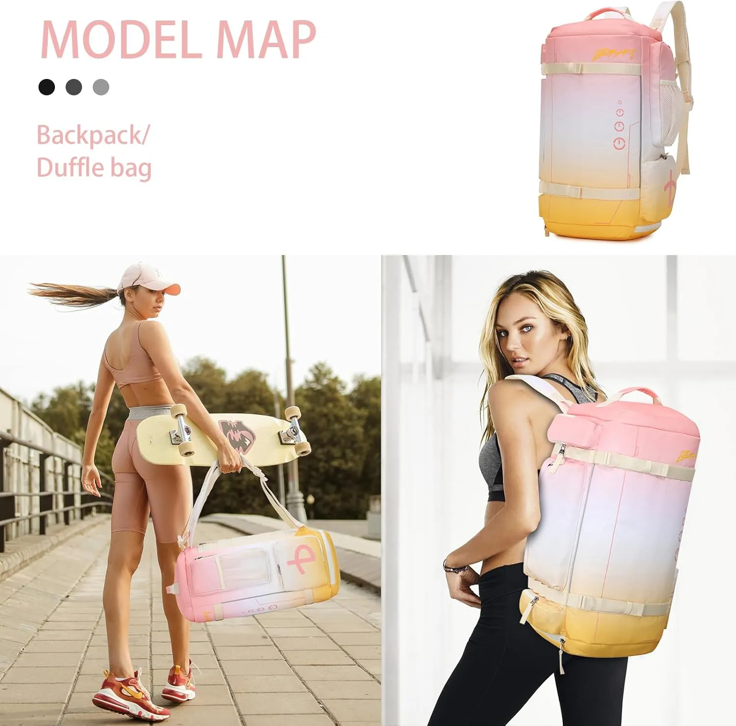 32L Extra Large Gym Backpack for Women, Big Gym Bag with Shoes Compartment, Waterproof Heavy Duty Duffel Bags, Women's Workout Backpacks for Outdoor Sport,Hiking,Camping,Travel