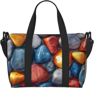 3d render colorful pebbles print Travel Duffel Bag, Sports Tote Gym Bag, Swim Pool Bag Large Shoulder Tote Bag for Beach Weekender