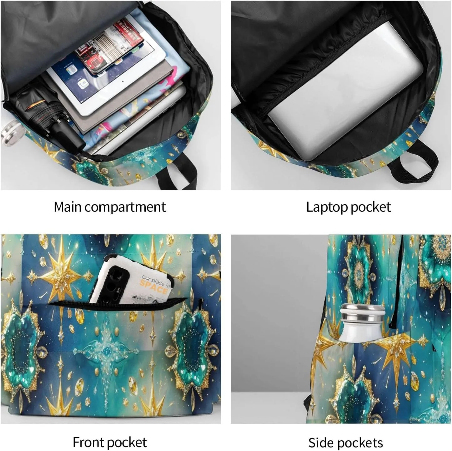 3D Wave Diamond Illusion Adult Backpacks 15 Inch Laptop Backpack Travel Bag for Men Women Gifts