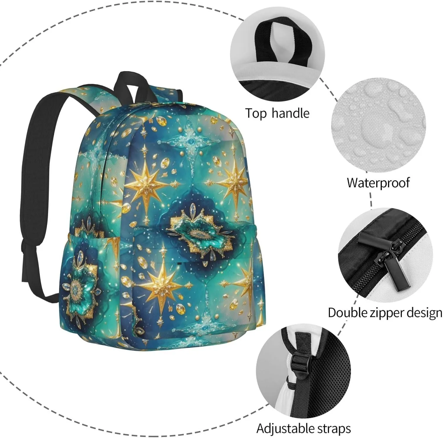 3D Wave Diamond Illusion Adult Backpacks 15 Inch Laptop Backpack Travel Bag for Men Women Gifts