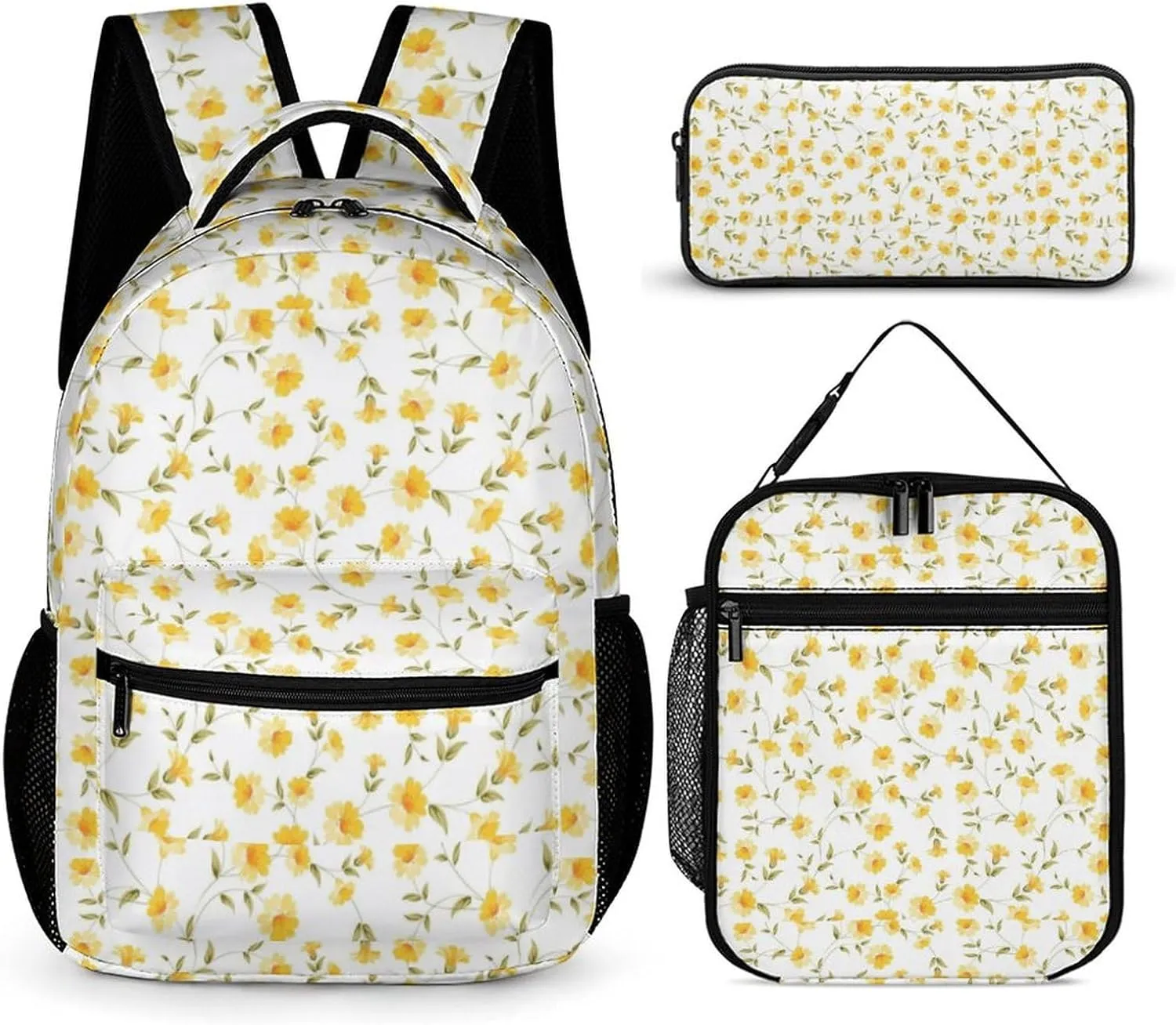 3PCS Backpack with Lunch Box & Pen Case, 16.2 Inch Ergonomic Straps Backpack, Cute College Backpack for Traveling Daypack
