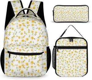 3PCS Backpack with Lunch Box & Pen Case, 16.2 Inch Ergonomic Straps Backpack, Cute College Backpack for Traveling Daypack