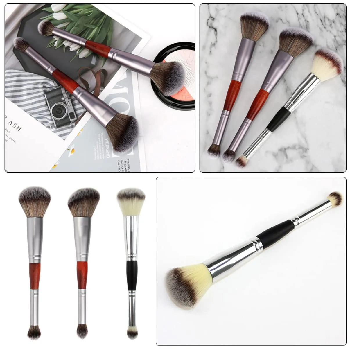 3sets Luxury Makeup Brush Set Shadow Brushes Set Double-head Eyeshadow Stick Cosmetic Supplies 3pcs*3