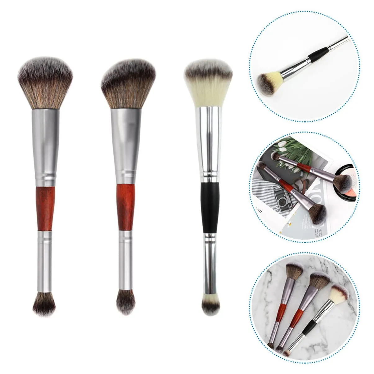 3sets Luxury Makeup Brush Set Shadow Brushes Set Double-head Eyeshadow Stick Cosmetic Supplies 3pcs*3