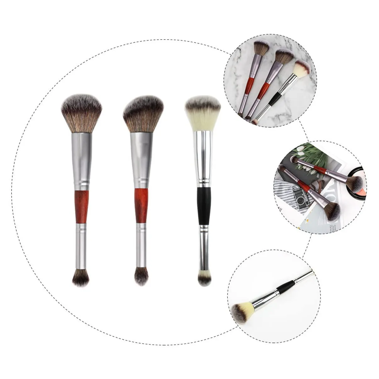 3sets Luxury Makeup Brush Set Shadow Brushes Set Double-head Eyeshadow Stick Cosmetic Supplies 3pcs*3