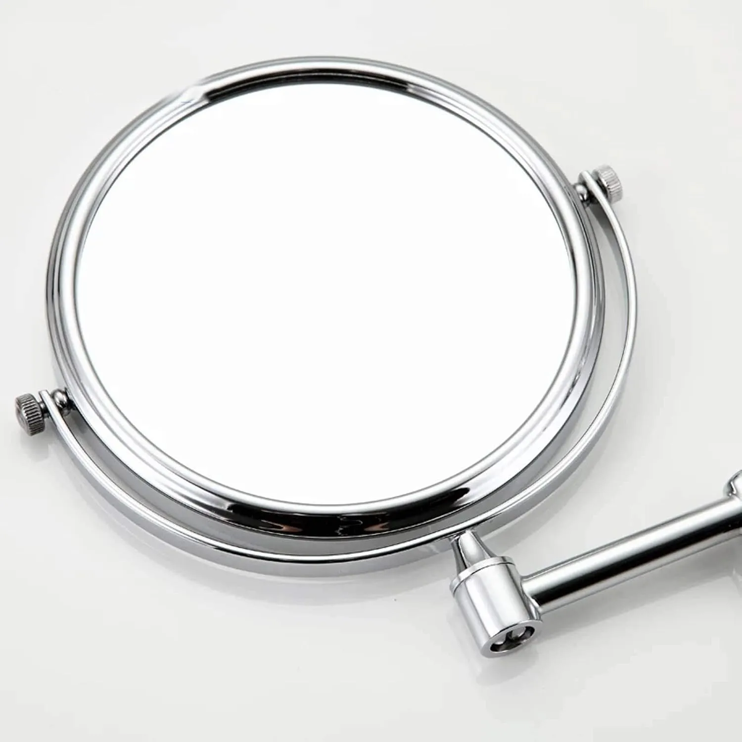 3x/5x7x/10x Magnifying Wall Mounted Makeup Mirror, 360° Swivel Bathroom Shaving Mirror, 8 Inch Double Sided Vanity Magnifying Mirror, Extendable Arms, for Bathroom(Nickel,10X)
