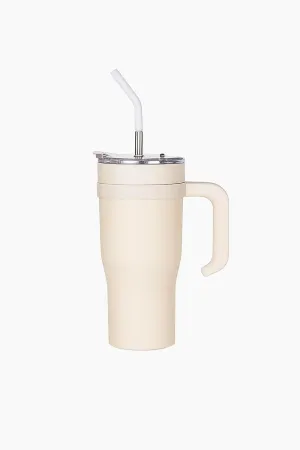 40 oz Stainless Steel Tumbler with Handle – Vacuum Insulated, Leak-Proof Lid, Reusable Straw – Keeps Drinks Hot & Cold – Travel Mug for Gym, Office, Outdoor